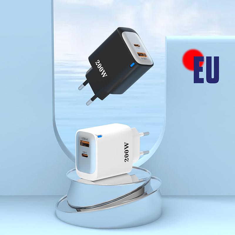 200W Usb Type-C Phone Charger With Indicator Light Usb-C Fast Charging Power Adapter For Iphone For Samsung Huawei Xiaomi