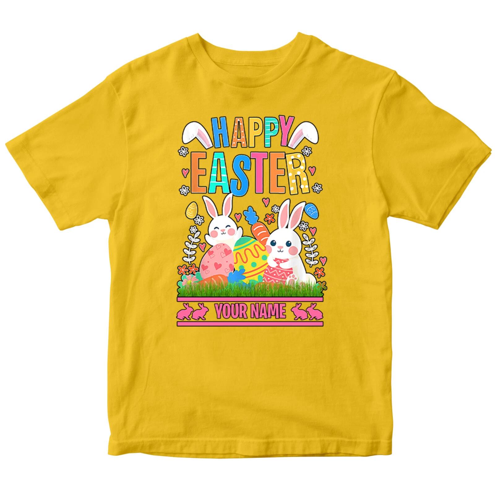 

Personalised Hoppy Easter Kids Boys Girls T-Shirts Costume Fancy Dress Tee-ED 160