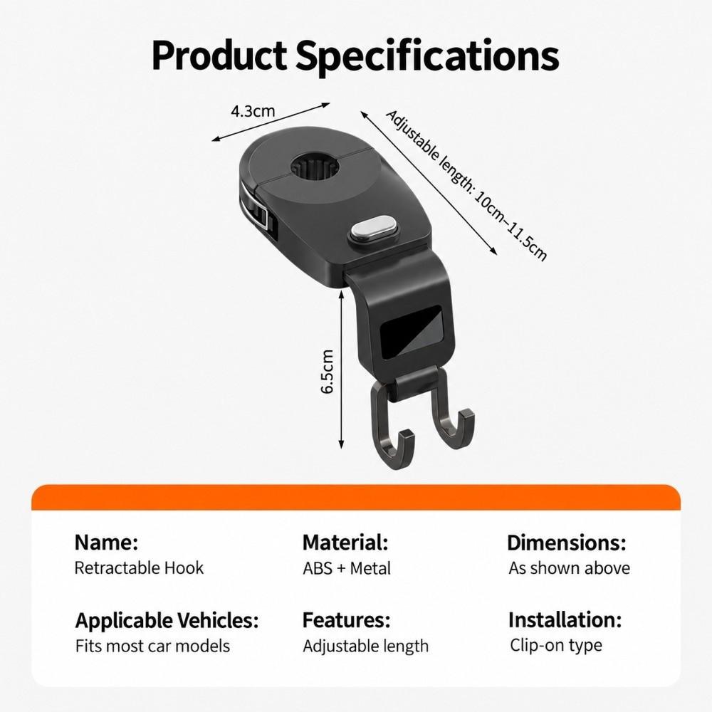 1Pc Hidden Car Headrest Hook Retractable Back Seat Hanger Car Bag Hook Auto Interior Organizer