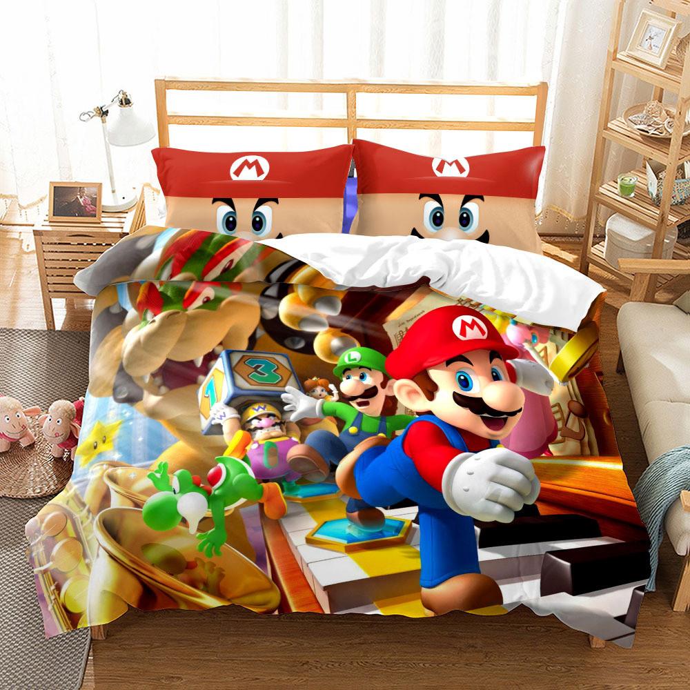 Cartoon Super Mario Single Panel Duvet Cover Set Bedding For Decor Bedroom