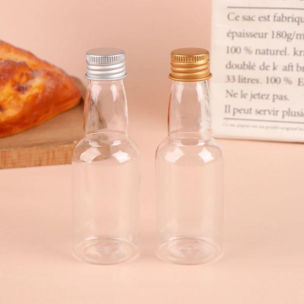 5Pcs Silver/ Gold Caps Plastic Spirit Bottle Party Supplies Wine Bottle Mini Liquor Bottles Set Small 60ml Alcohol Shot Bottles