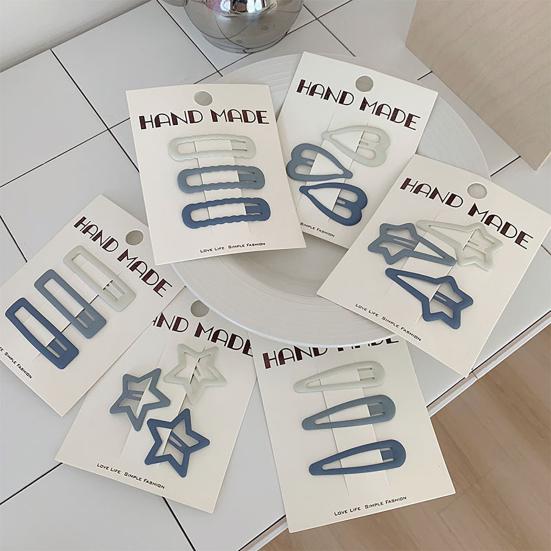 3 stk Pige Hårnåle Stjerne Hjerte Geometrisk Design Mat Glasur Proces Hårklemmer BB Clip Alsidige Hårtilbehør