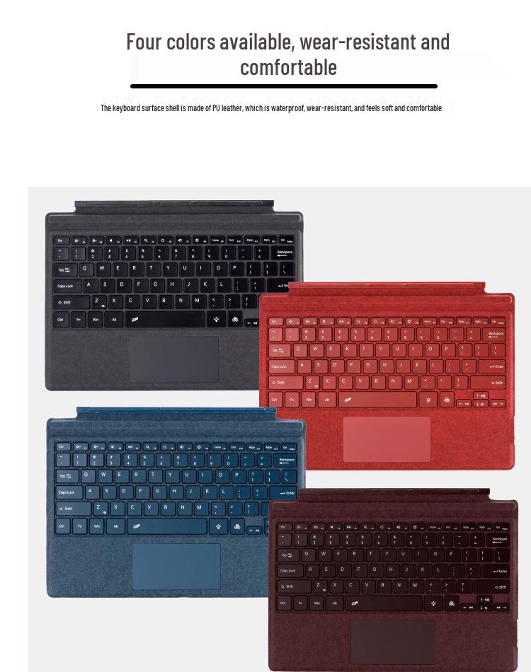 Microsoft Surface Pro Series Thin Light Bluetooth Magnetic Keyboard with Colorful Backlight
