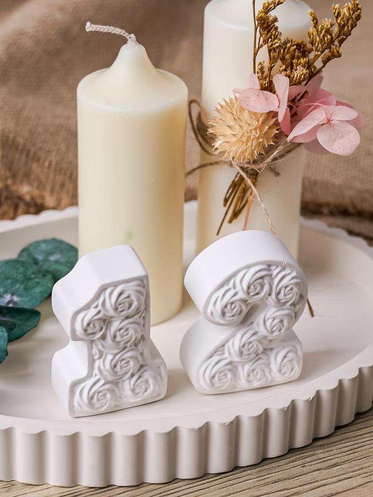 DIY Rosen-Zahlen-Geburtstagskerzen-Ornament Silikonform Handgemachte Duftkerzen Herstellungszubehör Gips-Handwerk Gussformen Geschenke