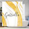 Gold Marble Shower Curtain Personalized Name Custom Bathroom Decorative Window Coverings for Home Decoration White/Gold Colorway