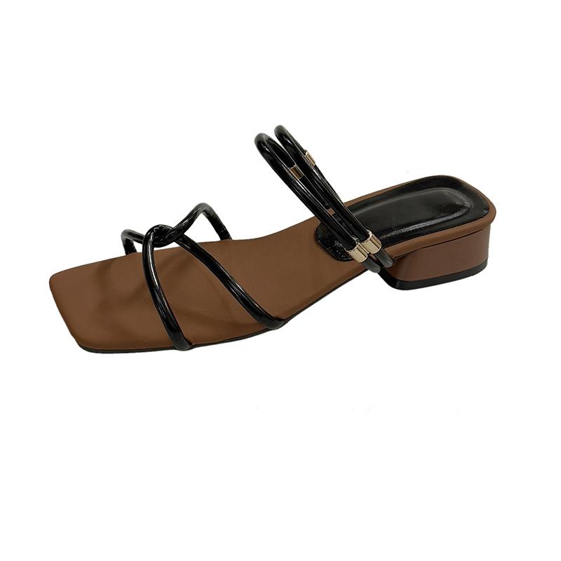 Summer Pointed Toe Rhinestone Strap Sandals Two Wear High Heels Baotou Shallow Mouth Non-slip Sexy Spicy Heel Mopping