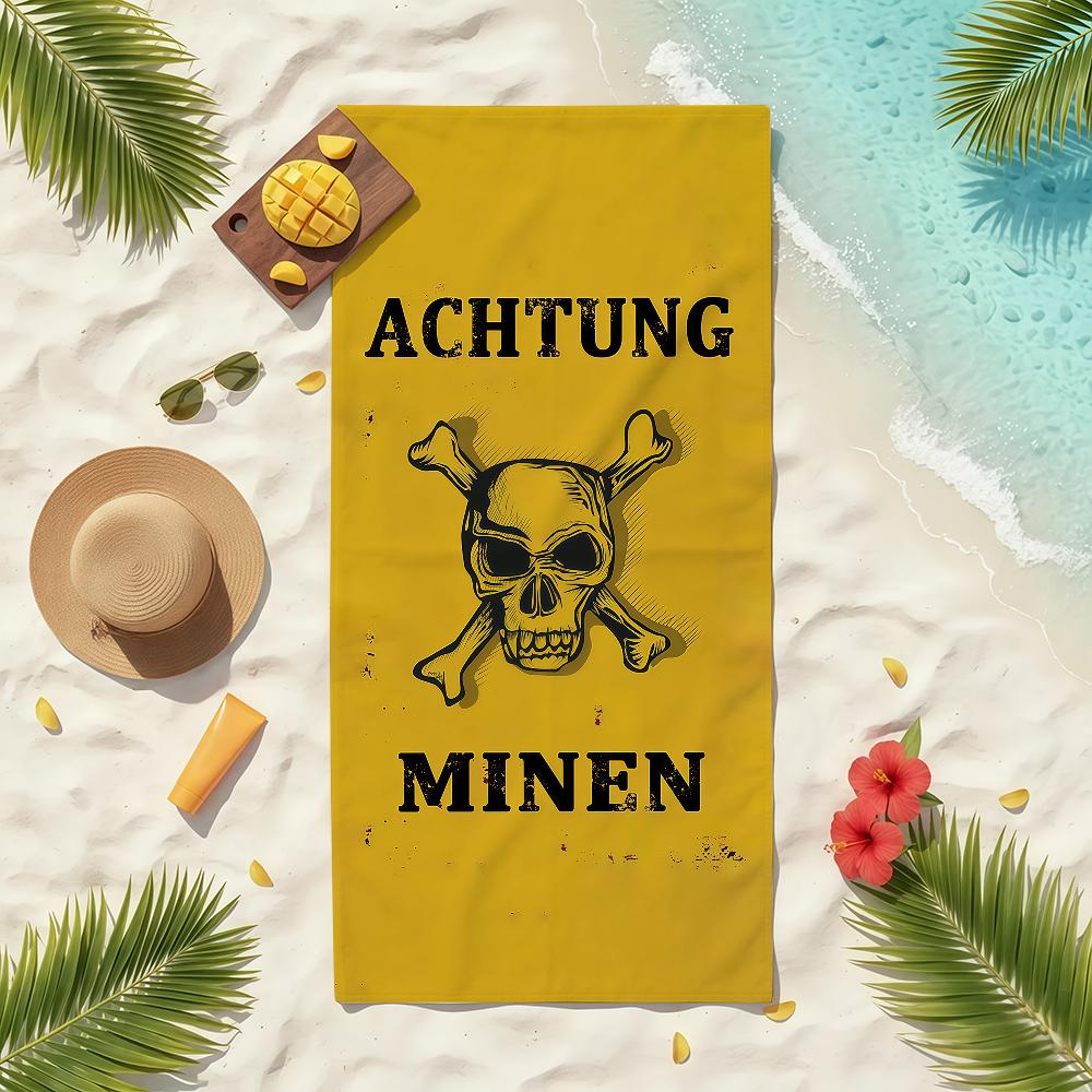 Achtung Minen Metal Signs Towel Soft Pool Gift For Travel Gym Shower Camping Quick Dry Sports Beach Towels