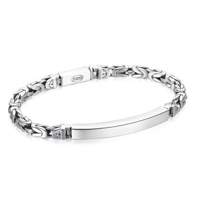 S925 Thai Silver Vintage Woven Hip Hop Peace Print Bracelet Luxury Sense Bracelet Fine Jewelry Gifts For Men And Women