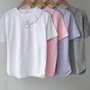 New Arrivals Open Run KiTsch HearT LeTTering Round Neck PasTel Slim FiT Basic T
