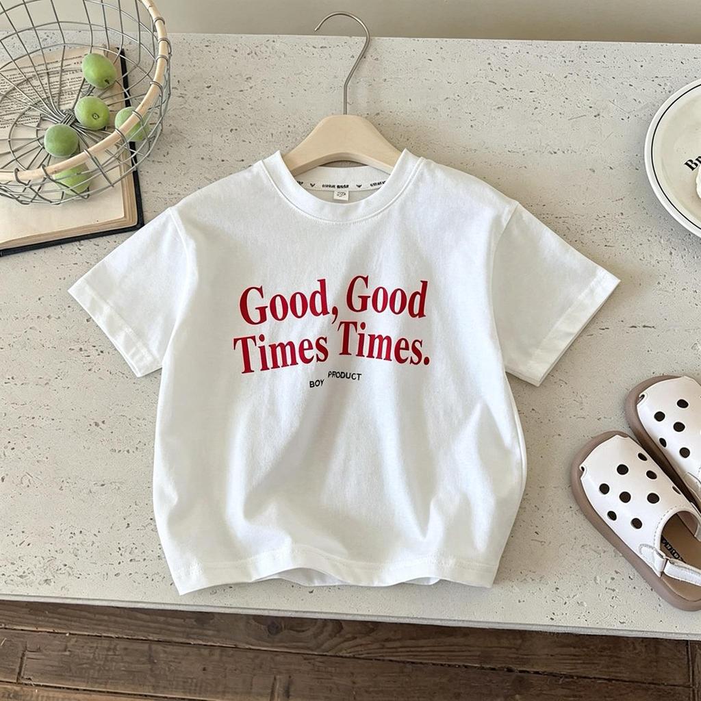Short Sleeve Tops For Kids Clothing Summer Loose Casual Letters Tshirt Childrens Wear Round Collar Simple Fashion Girls Tshirt