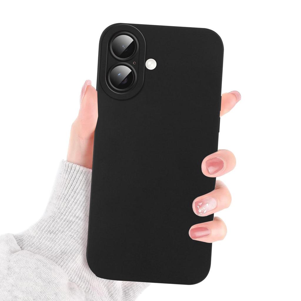 Luxury for iPhone 16 15 14 Pro Max Plus 13 12 11 7 Black Phone Case,Soft TPU Silicone Shell Shock-Absorbing Camera Protection Cover