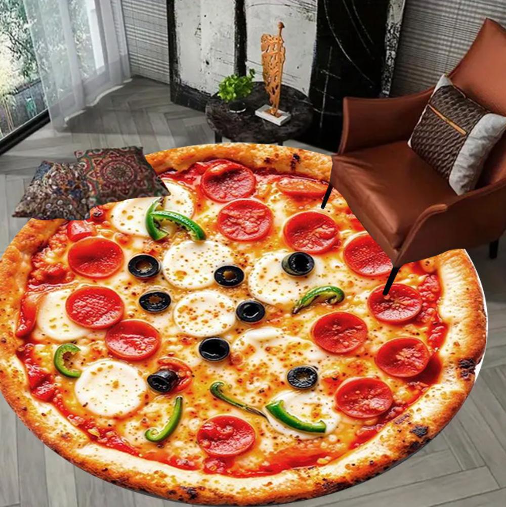 Delicious Pizza Pattern Round Carpet Mat Rug Food Design Home Decoration for Living Room Living Room Decoration Rugs for Bedroom