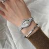 Women's Watch Original Luxury Brands Premium Silver Grey Diamond Set Elliptical Snake Bone Strap Ladies Watch Gift