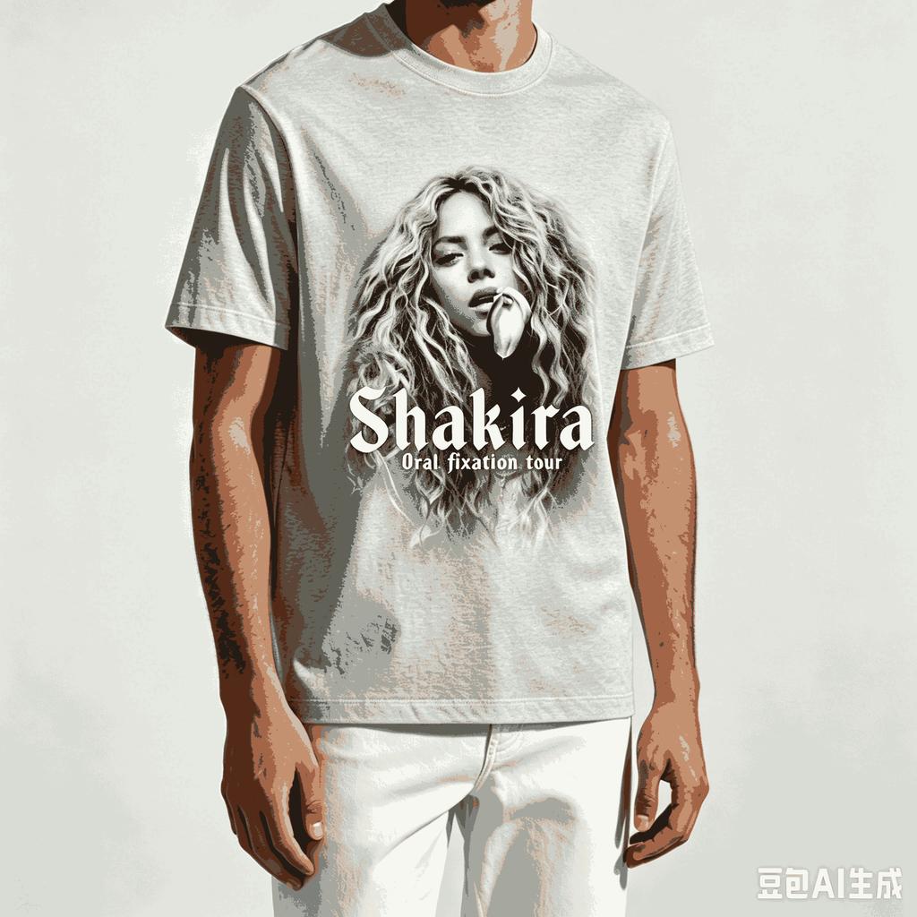 Shakira Para Presente de Fã Camiseta Unissex Unissex Harajuku Oversized Unissex Manga Curta Streetwear Alta Qualidade Casais Clássico Respirável