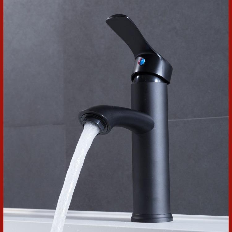 Black Electroplated Single-Hole Hot & Cold Bathroom Basin Faucet