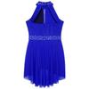 Kids Girls Sleeveless Shiny Rhinestone Decor Backless Leotard Dress for Lyrical Contemporary Dance