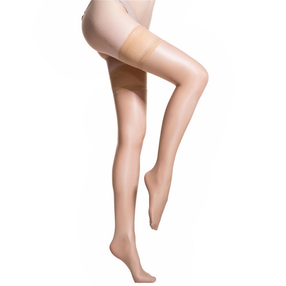 Lace Edge Stockings 70D Sherbin Women's Over-the-Knee Stockings Bright Suspender Sexy Silicone Non-slip Skinny Leg Socks