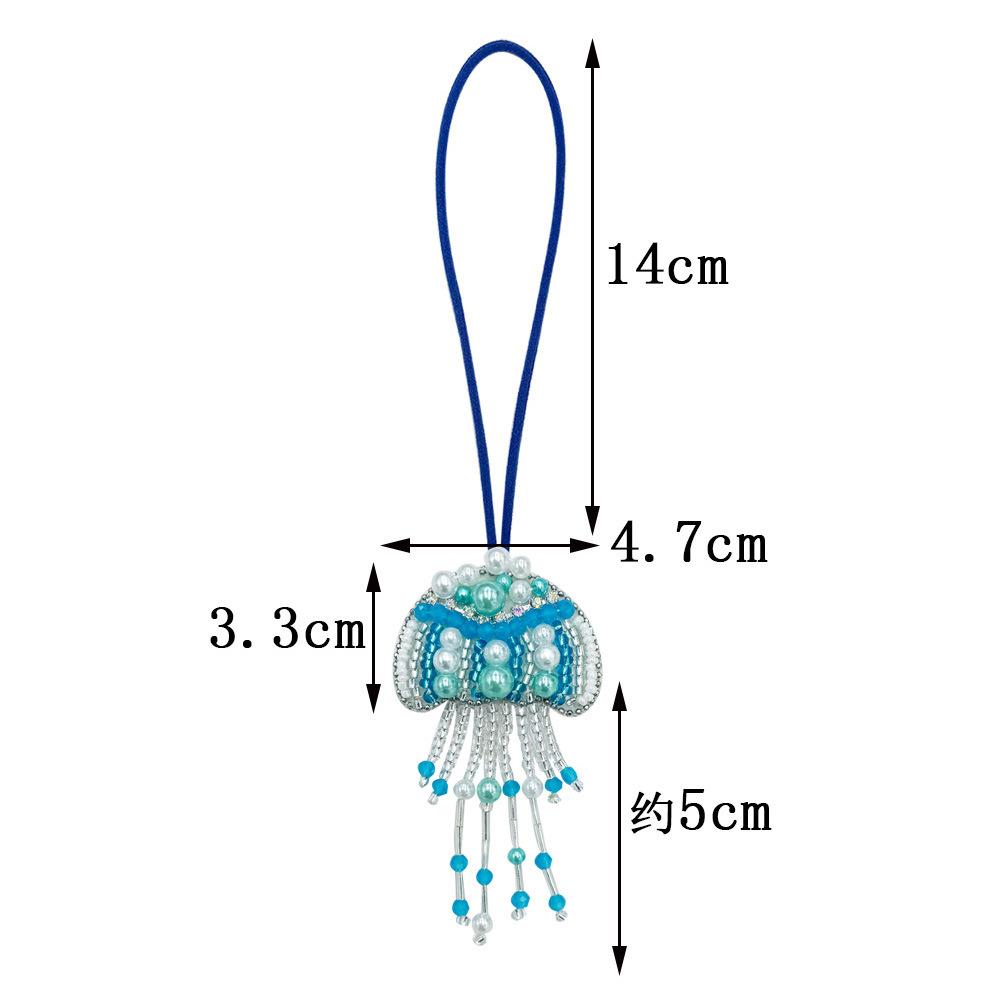 

Rhinestone Jellyfish Beads Patches Bag Charm Crystal Tassel Lanyard Sewing Jellyfish Beading Applique Patch Keychain Bag Accesor