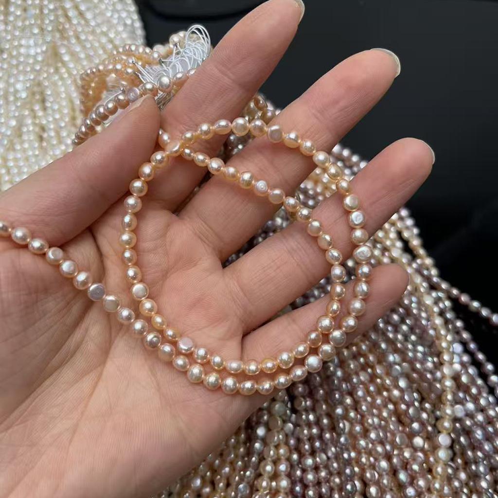 1String, Purple White Pink Natural Shell Mother of Pearl Beads, Boho Handmade Double-sided Light Beads, 4-5mm, for DIY Jewelry Materials, Beading 36cm