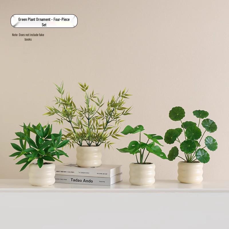 Nordic Bionic Green Faux Bonsai Plants - Indoor Tabletop Decor for Office & Living Room