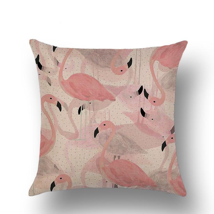 

Pillowcase Flamingo Cotton and Lines Pillow Backrest Pad Sofa Linen Pillow 45*45cm