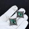 Měděný Malachit Drahokam Starožitné Náušnice 925 Sterlingového Stříbra Náušnice, Boho Stříbrné Šperky Dlouhé Náušnice, Dárky K Narozeninám Dárky Pro Ni