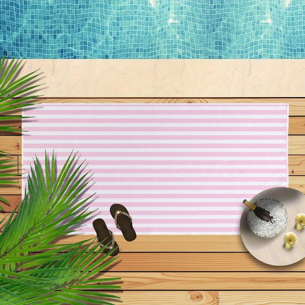 Pink Stripe Beach Towel, Oversized Quick Dry Microfiber, Sand Free, Soft Absorbent, Perfect for Beach, Pool, Travel, Summer