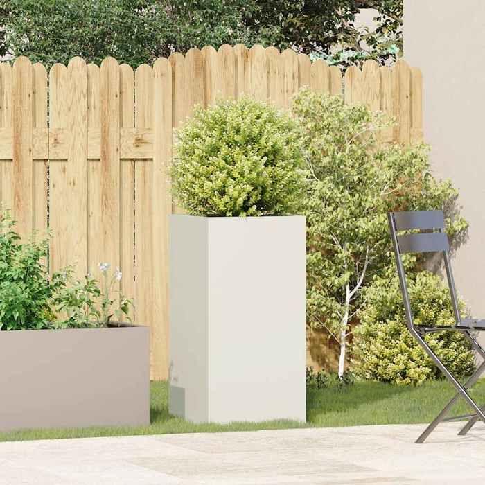VidaXL Planter White 40x40x80 Cm Cold-rolled Steel, Flower Pot, Plant Stand, Raised Bed, Support of 860704