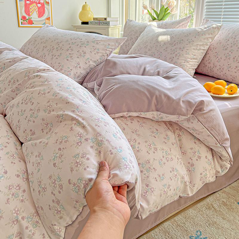 1pc Purple Lavender Printed Duvet Cover Single/Queen/King Size Quilt Cover for Double Bed Flower Housse De Couette220x240cm