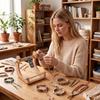 Dřevěný ergonomický nastavitelný tkalcovský stav na korálkování, úhlový, pro výrobu náramků, náhrdelníků, DIY řemesla, módu