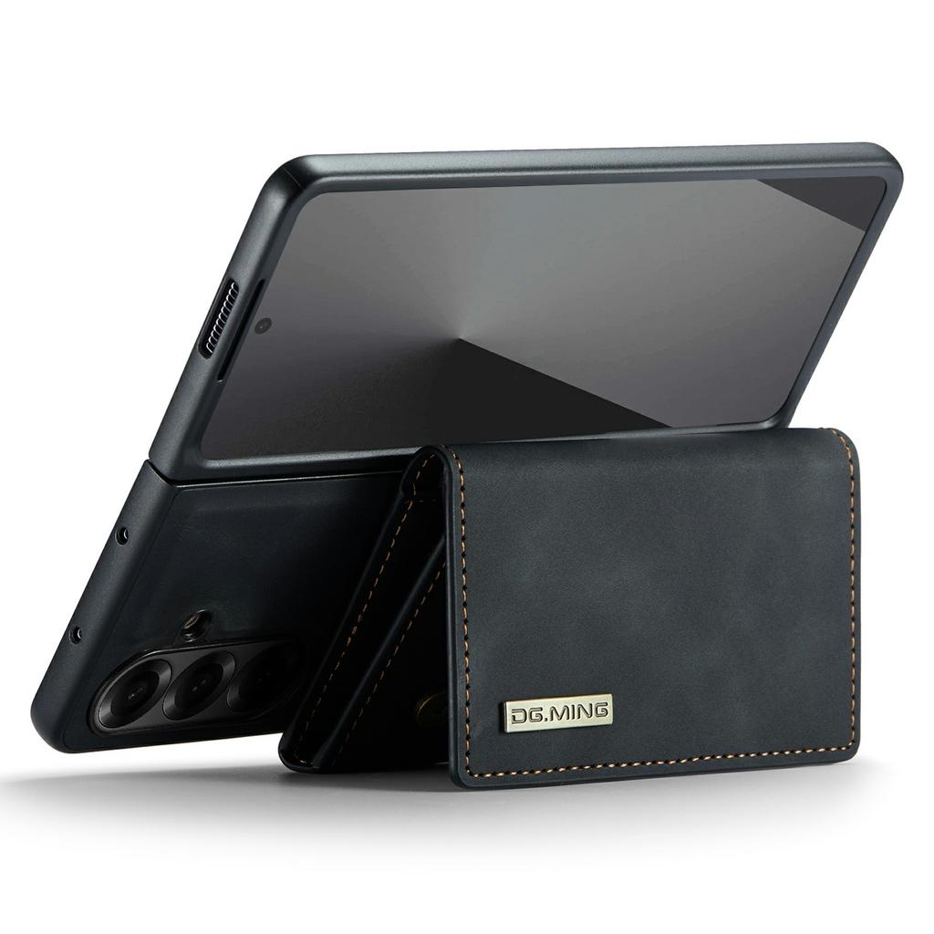 DG.MING M1 Serie für Samsung Galaxy Z Fold7 5G Handyhülle PU + TPU + PC Rückabdeckung mit magnetischem Tri-Fold Wallet Ständer