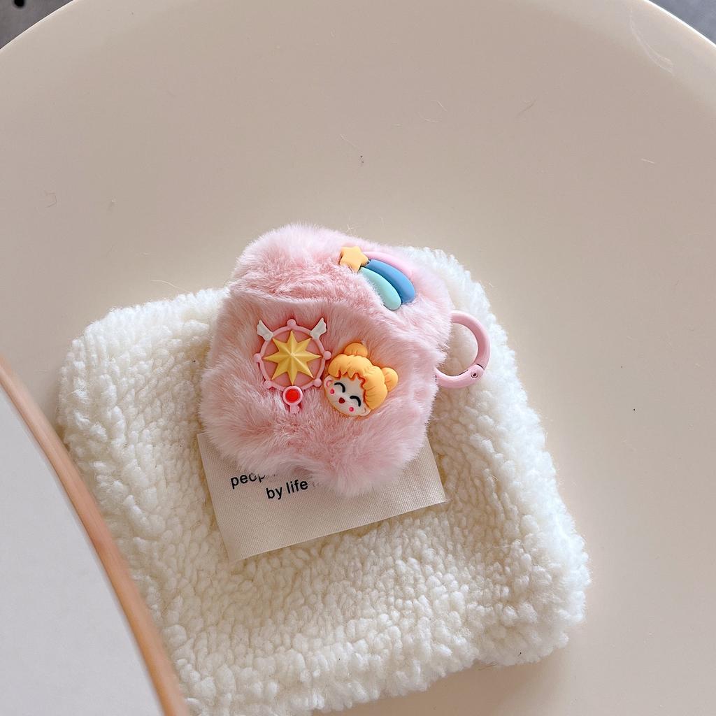 Japan and Korea Applicable Plush Three-dimensional Beauty Girl AirPods 1 Protective Case Pro1 Bluetooth 1/1 Generation Earphone Case Pendant
