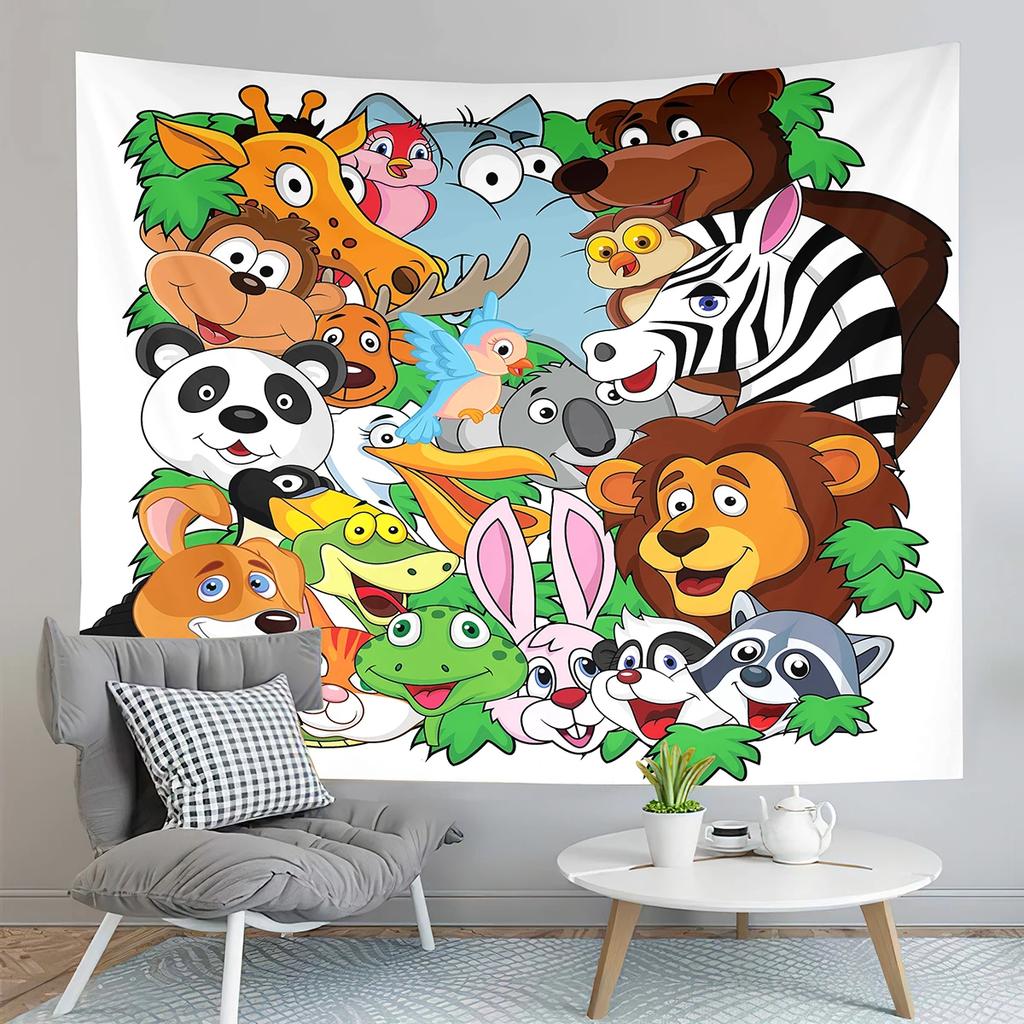 Cartoon Farm Animals Tapestry Cute Cow Turkey Tapestry Gifts for Kids Girls Boys Bedroom Dorm Wall Hanging Decor Tapestries