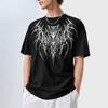 T-shirt a maniche corte stile Punk Oscuro con Graffiti a Lettere Spinate: Sottocultura High-Street, Vestibilità Rilassata, Unisex