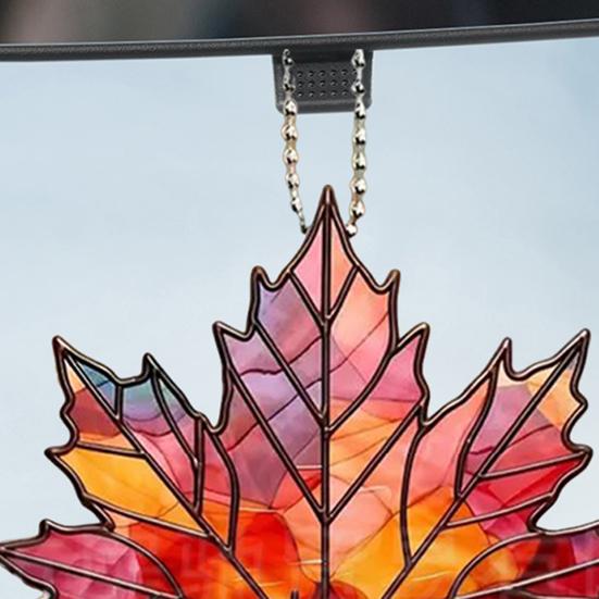Maple Leaf Car Charm Acrylic Autumn Rearview Mirror Hanger Fall-themed Window Sun Catcher for Thanksgiving Decor
