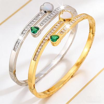 Fashionable Emerald Love Zircon Row Girl Versatile Bestie Temperament Bracelet Jewelry Bracelet