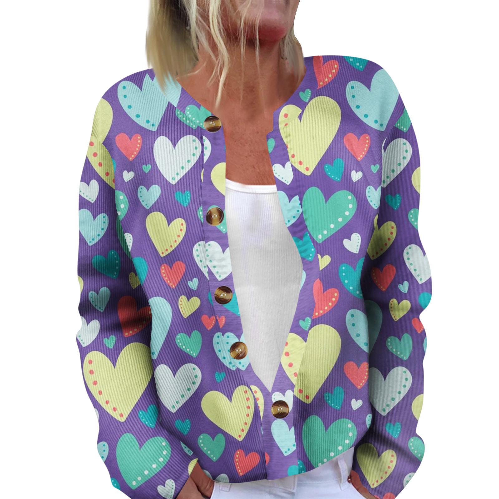 

Модный женский кардиган с длинными рукавами и принтом ко Дню святого Валентина XXXXL