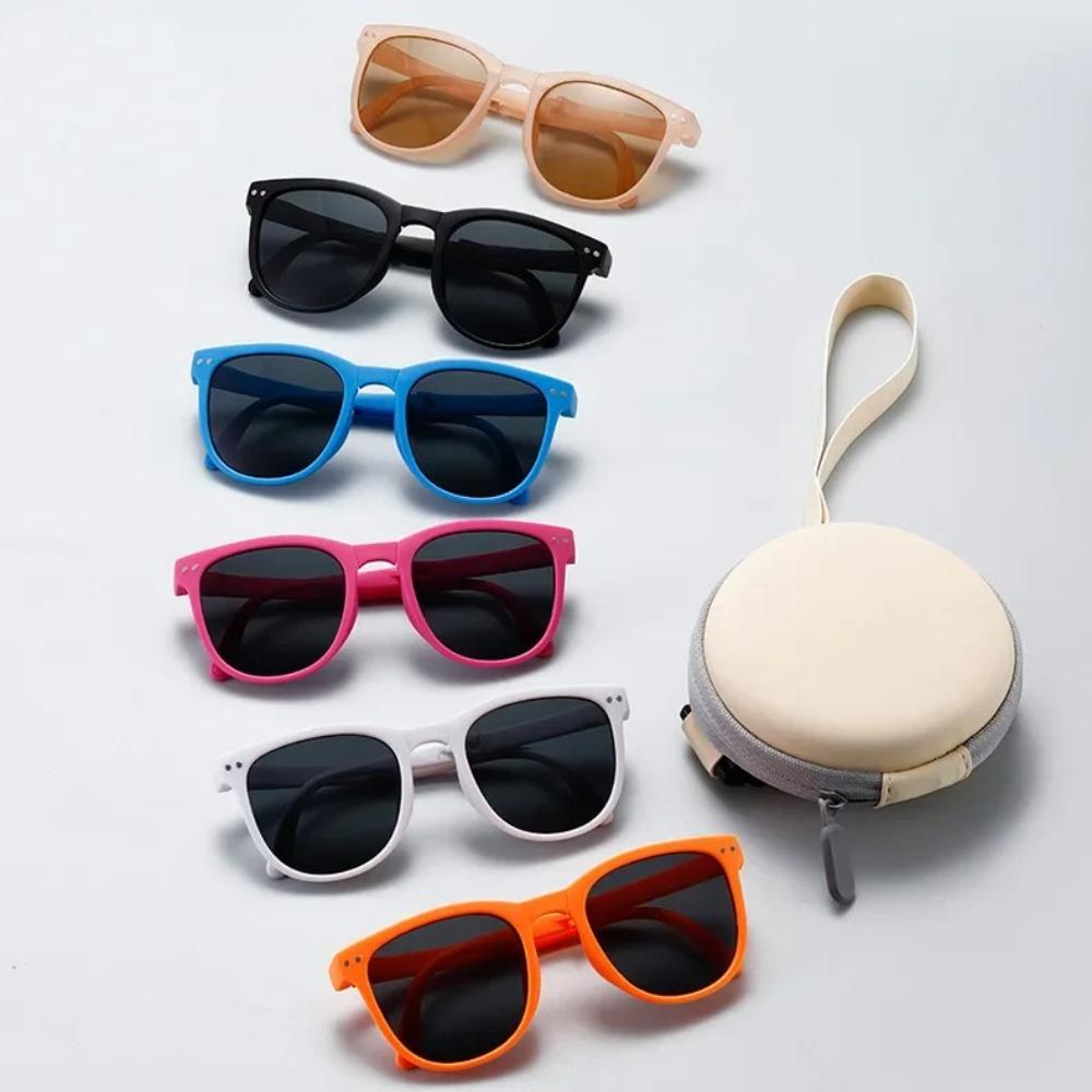 Foldable Kids Sunglasses UV400 Protection Round Cute Sun Glasses for Girls Boys Children Street Fashion Eyewear