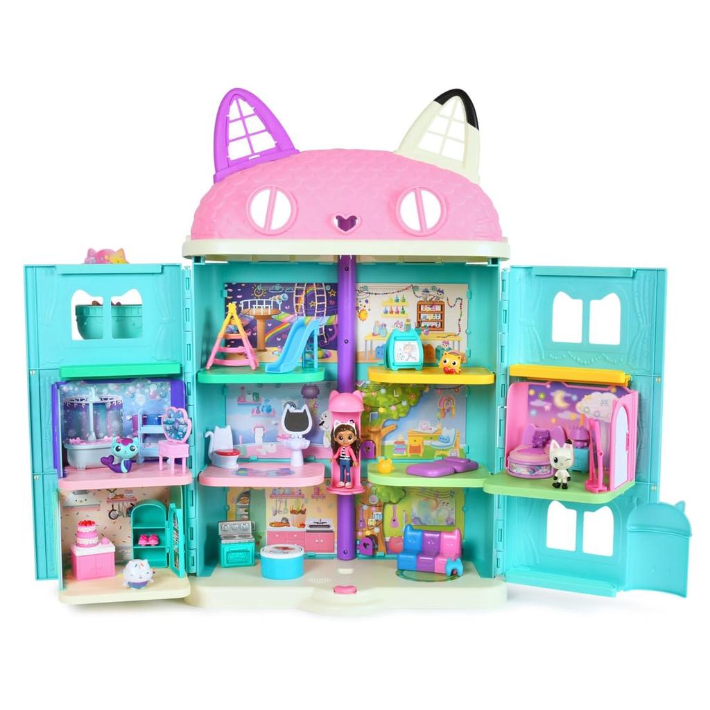 TAKARA TOMY Gabby Large Cat Gift Set with 3 Rooms Dollhouse, House, Nyan-tastic
