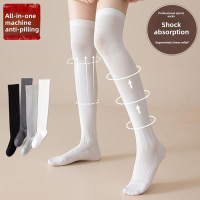 Compression Stockings for Women, for Sports, Outdoor Hiking and Climbing, Knee-length, Without Bones, Pure Color, Long Tube Socks
