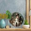 « Élégance Intemporelle » Charmante Femme en Kimono & Parapluie Art Mural Rond en Bois - Parfait pour la Maison, la Décoration de Bureau & les Cadeaux
