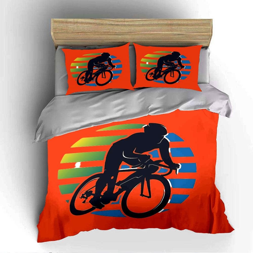 Cyclist Silhouette Art Print Bedding Duvet Cover Set Duvet Cover Pillowcases (1*Duvet Cover 2*Pillowcases, without duvet insert)