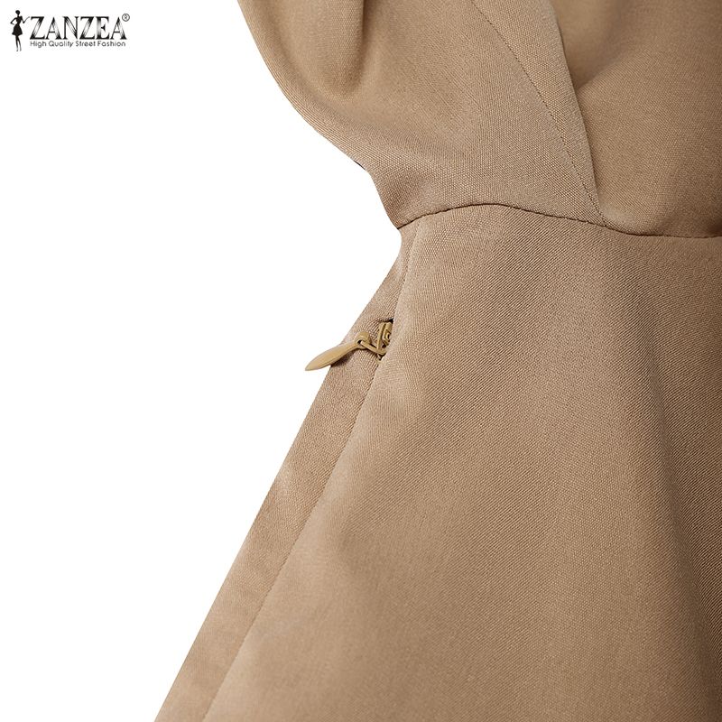 ZANZEA Dámské ležérní šaty s elegantním límečkem a dlouhým rukávem