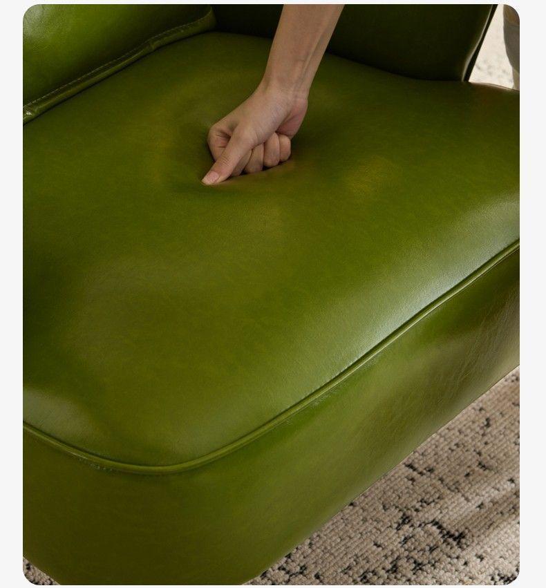 Compact Wax Leather Sofa Chair for Small Apartments, Living Rooms, Bedrooms, Balconies, or Receptions - Light Luxury Style, Tiger Design.