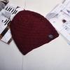 Wind autumn and winter velvet warm knitted cold hat outdoor cycling hip hop trendy sticker label fashion bag head wool hat
