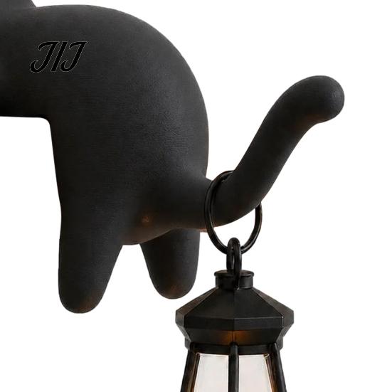 Soft Glow Reading Corner Light Cat Shape Shelf Hook with LED Lantern, Vintage Decorative Cozy Atmosphere Night Lamp Hanging Ornament, for Bookshelves