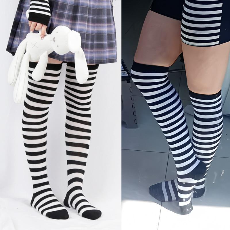 Women Striped Stockings Over Knee Length JK Long Socks Ladies Girls High Socks Girls Fashion Multi-color Striped Cute Hosiery