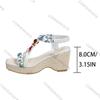 Fashion Comemore Summer Wedges High Heel Sandals Bohemian Style Fashion Ethnic Elastic Band Sandales Femmes Casual Platform Sandalias