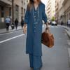 ZANZEA Women Casual Long Blouse and Pants Loose Two Piece Suit Sets