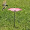 Flower Bird Bath Iron Bird Feeder Tray with Stake Outdoor Water Feeder Flower Bird Bath Bowl for Garden Decoration Bird Lovers Gift